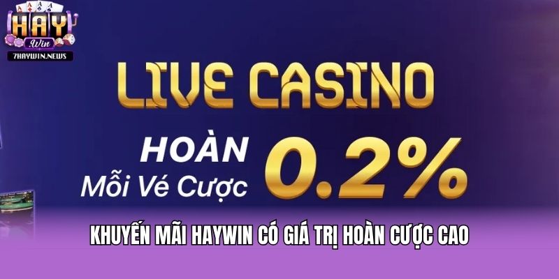 Khuyến mãi HAYWIN có giá trị hoàn cược cao